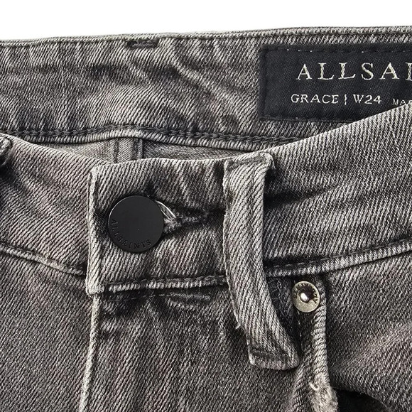 All Saints Womens Grace Slashed  Skinny Jeans Gray Wash Size 24 - Picture 2 of 10